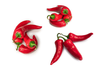 Wall Mural - Red hot chili pepper isolated on a white background.