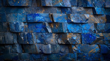 Lapis lazuli wall with vibrant blue, ambient lighting, natural texture, horizontal orientation,