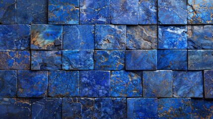 Wall Mural - Lapis lazuli wall with vibrant blue, ambient lighting, natural texture, horizontal orientation,