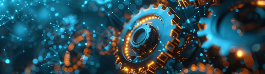 cyber network gears connection, for banner business background