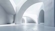 © kitipol - Abstract minimalist design with smooth white architectural forms and large empty spaces