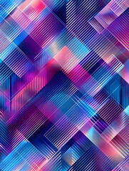 Wall Mural - A colorful abstract design with blue, purple, and pink hues. The design is made up of squares and lines, creating a sense of movement and energy. Scene is vibrant and dynamic, with the colors