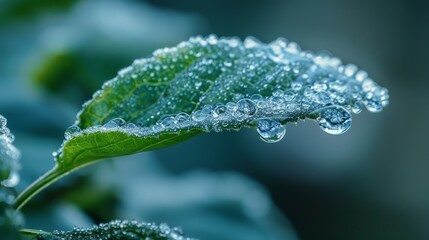 Canvas Print - a leaf with water droplets on it