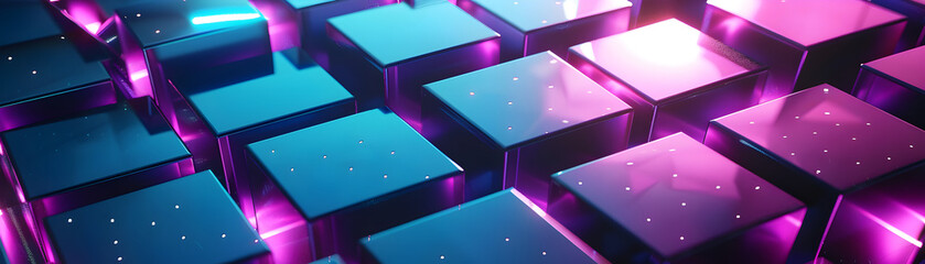 Wall Mural - A close up of a blue and purple cube pattern. The image is a reflection of a cube pattern, with the blue and purple colors creating a vibrant and energetic mood