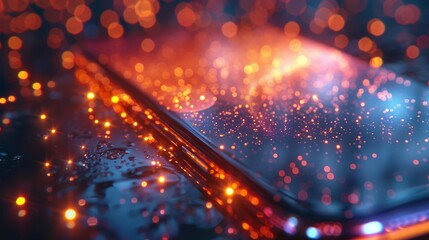 Wall Mural - a phone is on a table with a lot of sparkles around it