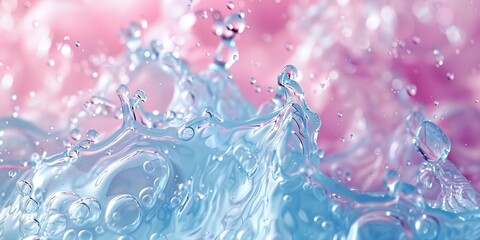 Wall Mural - close up of a blue and pink liquid with bubbles