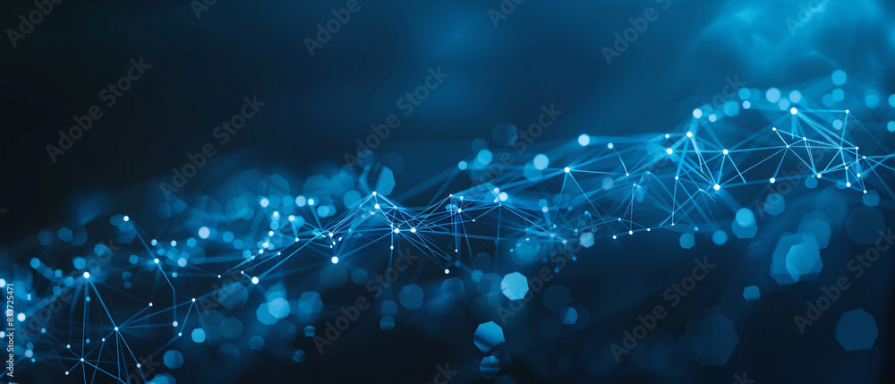 Blue abstract technology background with glowing dots and lines Stock ...