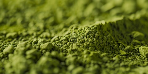 close-up pile of green powder, matcha tea