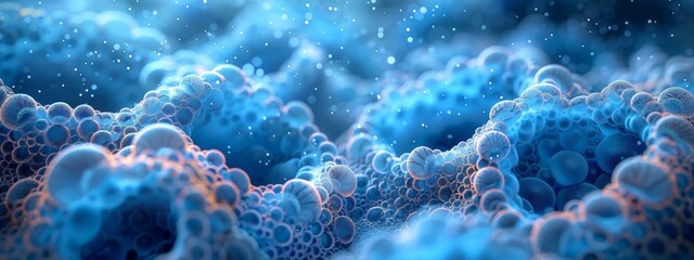 Blue abstract background full of holes.