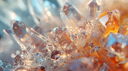 Abstract Crystal Patterns, Detailed close-ups of crystal formations creating natural abstract patterns