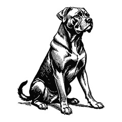 Cane Corso Dog Hand Drawn Engraved Ink Line Art Sketch Illustration