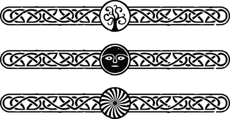 Wall Mural - Tribal Borders, Celtic Knot Pattern - Tree, Face, Viking Spiral