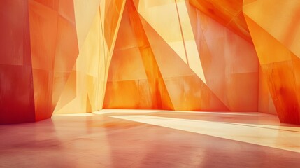 Wall Mural - abstract orange earth tone architecture background, colorful exterior walls corners design.