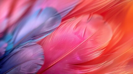 Wall Mural - Abstract Feather Textures, Soft, colorful feather textures in macro detail, highlighting natural beauty and delicacy