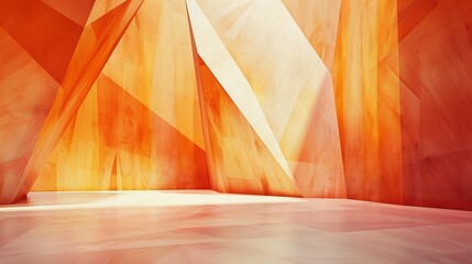 Wall Mural - orange earth tone abstract of architectural backdrop, colorful design of exterior angles.