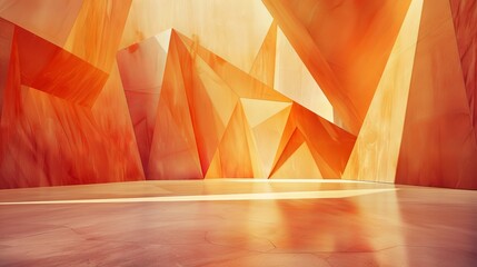 Wall Mural - abstract architecture in orange earth tones, colorful design of exterior junctions.
