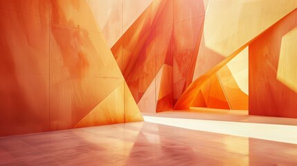 Wall Mural - earthy orange abstract architecture, vibrant design of outer wall corners.