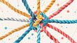 © Bijac - diverse ropes interconnected symbolizing collective effort integration and unity in teamwork business concept illustration