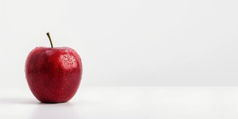 Wall Mural - A red apple sits on a white background with copy space