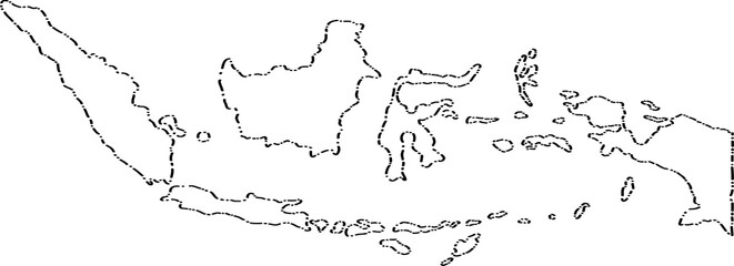 Wall Mural - dash line doodle drawing of indonesia map.