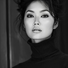 Poster - Asian Woman in Turtle Neck Sweater