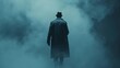 © Bijac - mysterious african american man in long trench coat walking through fog noire detective concept