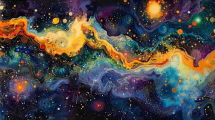 Wall Mural - Abstract Starry Skies, Artistic representations of starry skies with surreal elements and vibrant colors