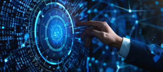 Internet of Things, digital transformation, internet of things, software technology development concept. Software engineer coding on laptop computer with interface for innovation technology.