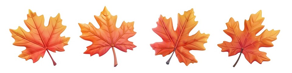 3d cartoon autumn maple leaf model, adding a festive atmosphere isolated on transparent background c
