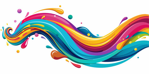 Wall Mural - Abstract circle liquid motion flow explosion. Curved wave colorful pattern with paint drops on white background