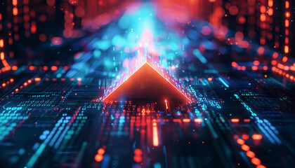 Wall Mural - a computer generated image of a triangle with a red and blue background by ai generated image