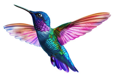 Beautiful flying hummingbird on transparent background, png