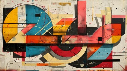 Sticker - Abstract Urban Art, Graffiti-inspired abstract compositions with bold colors and dynamic lines