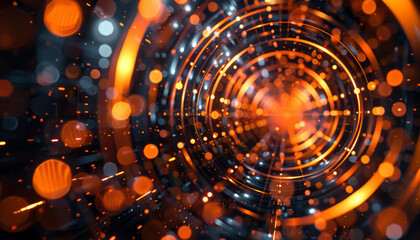 Wall Mural - a bright orange circle with a black background by ai generated image