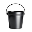 © Shilpi - Front view of empty unpainted black plastics bucket on Isolated transparent background png. generated with AI