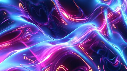 Wall Mural - electric neon waves pulsate and flow abstract digital background