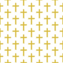 Canvas Print -  Gold christian cross simple icon seamless pattern