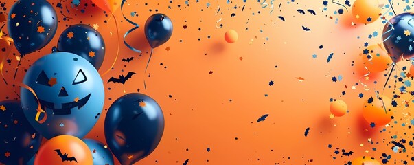 Wall Mural - Create a background with Halloween balloons and streamers and space for text