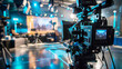 © AndreyFrol - View of a working camera camera aimed at the studio set of a talk show or entertainment show. Copy space