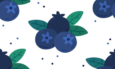 Wall Mural - seamless pattern with blueberry, berry texture, backdrop for summer. national blueberry month