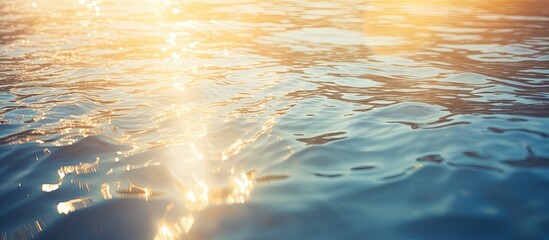 Poster - Sunlight sparkles on the defocused water surface with waves, creating a beautiful copy space image.