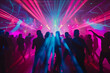 © Mirador - A vibrant party scene with silhouettes of people dancing under colorful lights. Ideal for nightlife, music events, and celebration themes.