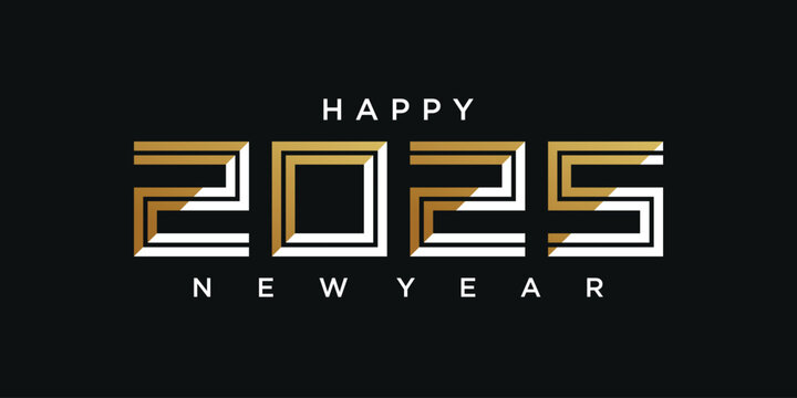 2025 Happy New Year logo text design vector trendy. Premium Vector