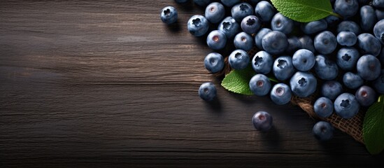 Blueberries arranged nicely on a table with copy space image.