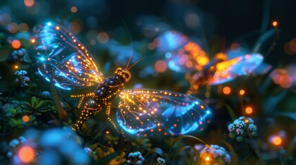 Digital Fireflies, Fireflies with digital and neon patterns