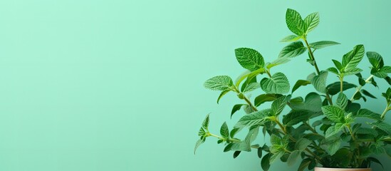 Poster - Gorgeous Mexican mint plants against a blank copy space image.