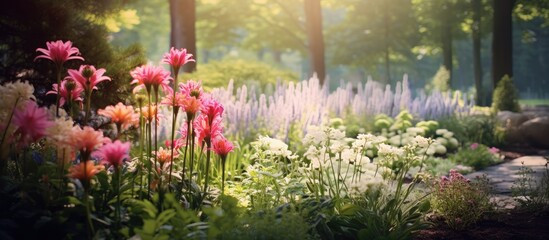 Leinwandbilder - Beautiful flowers in a natural garden setting with a copy space image.