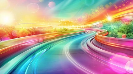 Canvas Print - 3D graphic showing vivid light trails that twist and turn