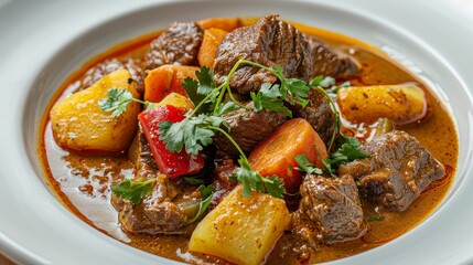 Poster - A bowl of stew with meat and vegetables