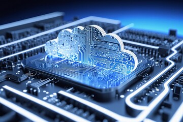 3D Abstract illustration of unveiling cloud computing technology infrastructure and digital network data computing. Cloud computing technology with computer server. 